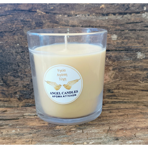 Αρωματικό κερί από φυτική σόγια σε ποτήρι γυάλινο