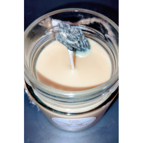 Αρωματικό κερί από φυτική σόγια σε βάζο γυάλινο με πέτρα κυανίτης